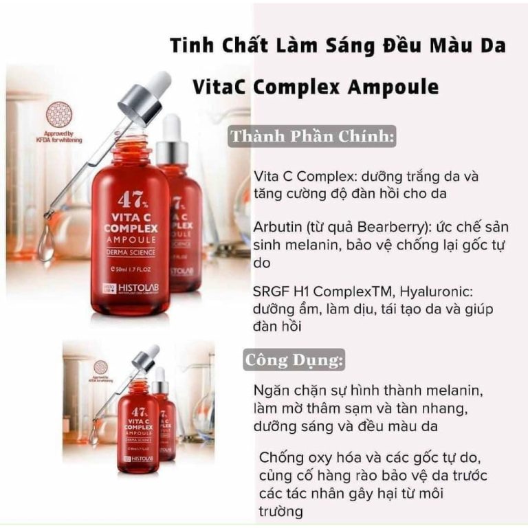 Review Serum Vitamin C Histolab Complex Ampoule 47 dưỡng sáng da